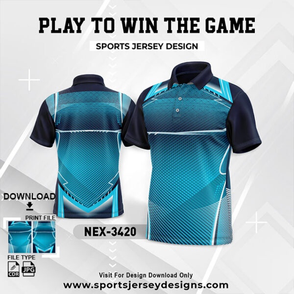 NEX-3420 BLUE AND NAVY BLUE GRADIENT SPORTSWEAR SUBLIMATION JERSEY DESIGN
