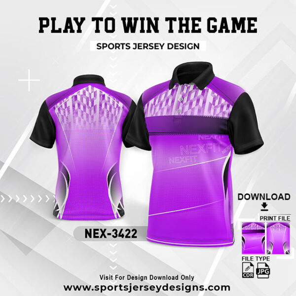 NEX-3422 PURPLE AND BLACK GRADIENT SPORTSWEAR SUBLIMATION JERSEY DESIGN
