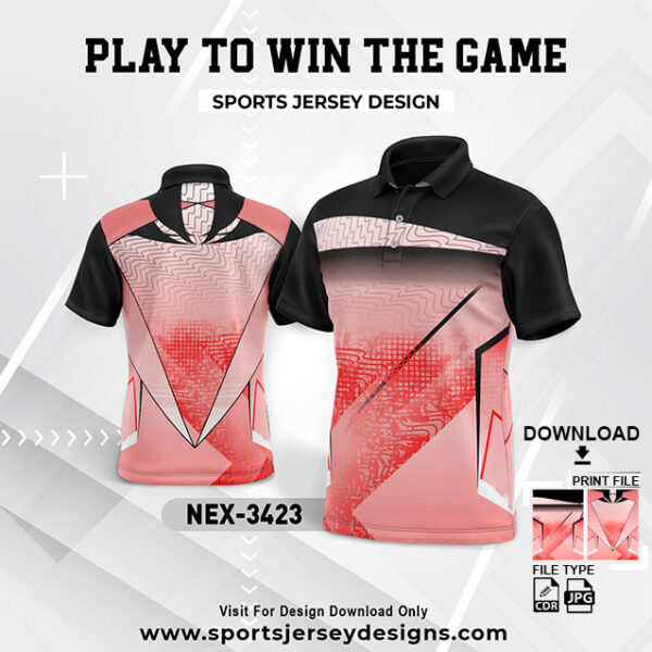 NEX-3423 PEACH AND BLACK GRADIENT SPORTSWEAR SUBLIMATION JERSEY DESIGN