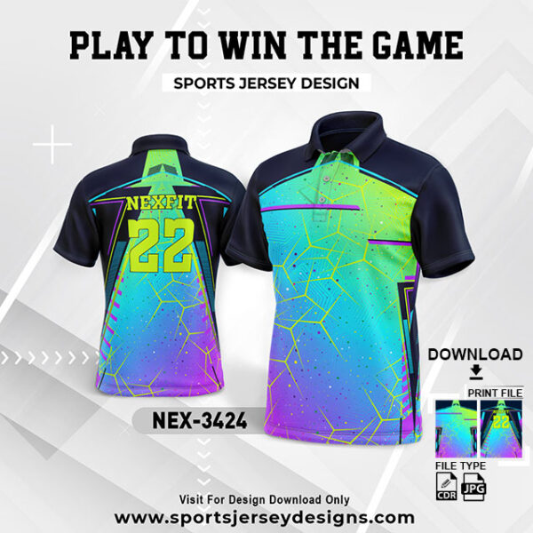 NEX-3424 BLUE ,GREEN,PURPLE AND NAVY BLUE GRADIENT SPORTSWEAR SUBLIMATION JERSEY DESIGN