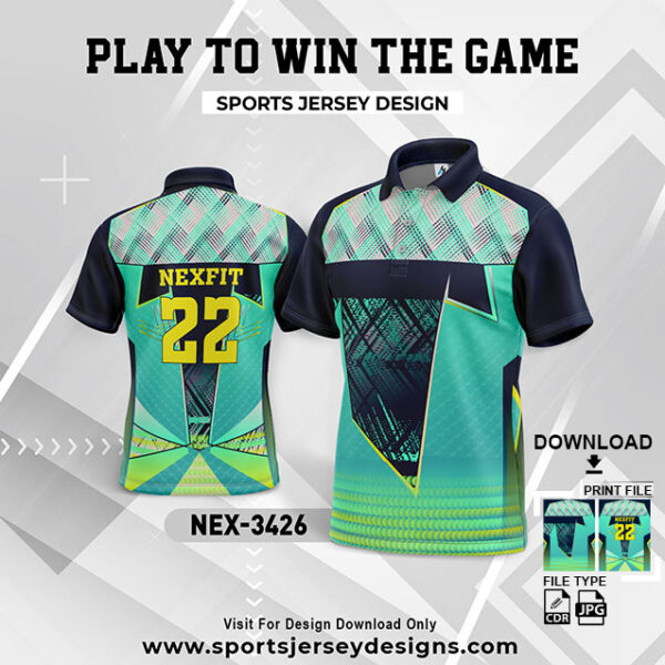 NEX-3426 GREEN AND NAVY BLUE GRADIENT SPORTSWEAR SUBLIMATION JERSEY DESIGN