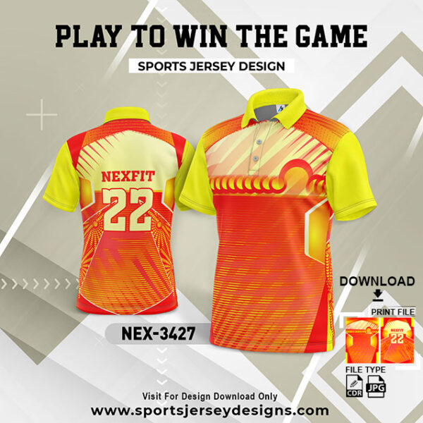 NEX-3427 ORANGE AND YELLOW GRADIENT SPORTSWEAR SUBLIMATION JERSEY DESIGN