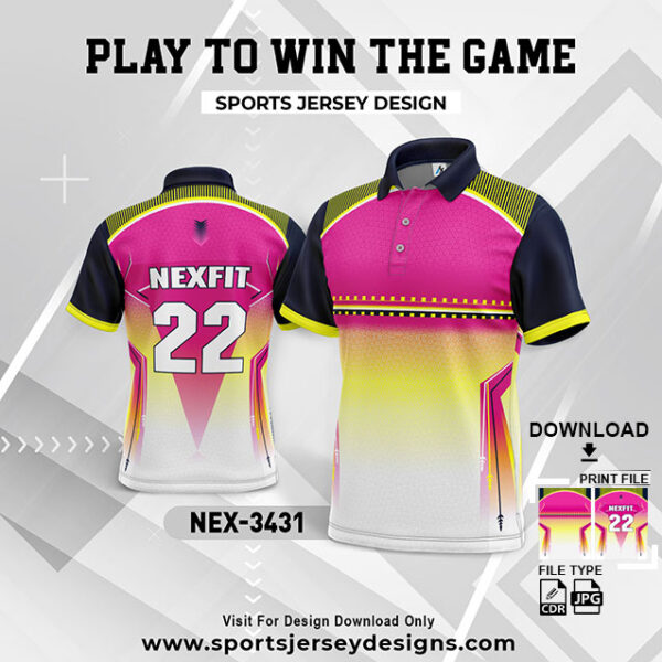 NEX-3431 PINK,WHITE AND NAVY BLUE GRADIENT SPORTSWEAR SUBLIMATION JERSEY DESIGN