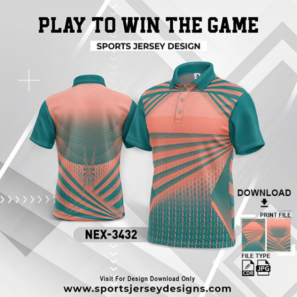 NEX-3432 PEACH AND DARK GREEN GRADIENT SPORTSWEAR SUBLIMATION JERSEY DESIGN