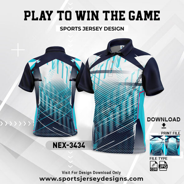 NEX-3434 BLUE AND NAVY BLUE GRADIENT SPORTSWEAR SUBLIMATION JERSEY DESIGN