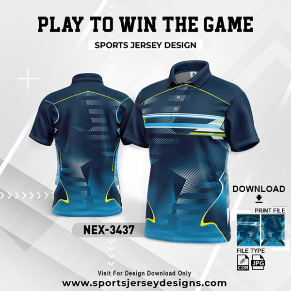 NEX-3437 INDIA BLUE AND NAVY BLUE GRADIENT SPORTSWEAR SUBLIMATION JERSEY DESIGN