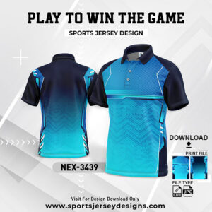 NEX-3439 BLUE AND NAVY BLUE GRADIENT SPORTSWEAR SUBLIMATION JERSEY DESIGN