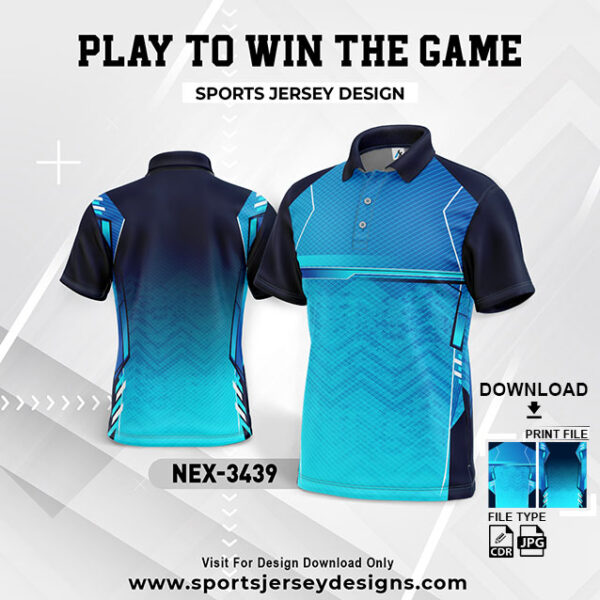 NEX-3439 BLUE AND NAVY BLUE GRADIENT SPORTSWEAR SUBLIMATION JERSEY DESIGN