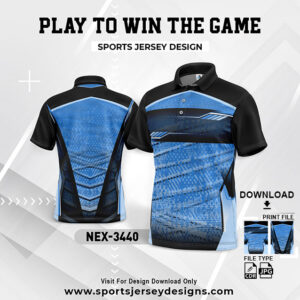 NEX-3440 BLUE AND BLACK GRADIENT SPORTSWEAR SUBLIMATION JERSEY DESIGN