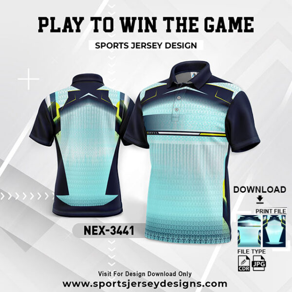 NEX-3441 SKY BLUE AND NAVY BLUE GRADIENT SPORTSWEAR SUBLIMATION JERSEY DESIGN