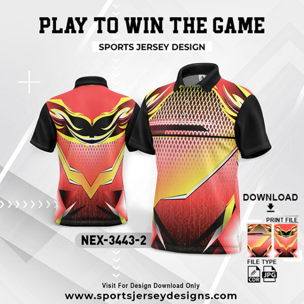 NEX-3443-2 RED,YELLOW AND BLACK GRADIENT SPORTSWEAR SUBLIMATION JERSEY DESIGN