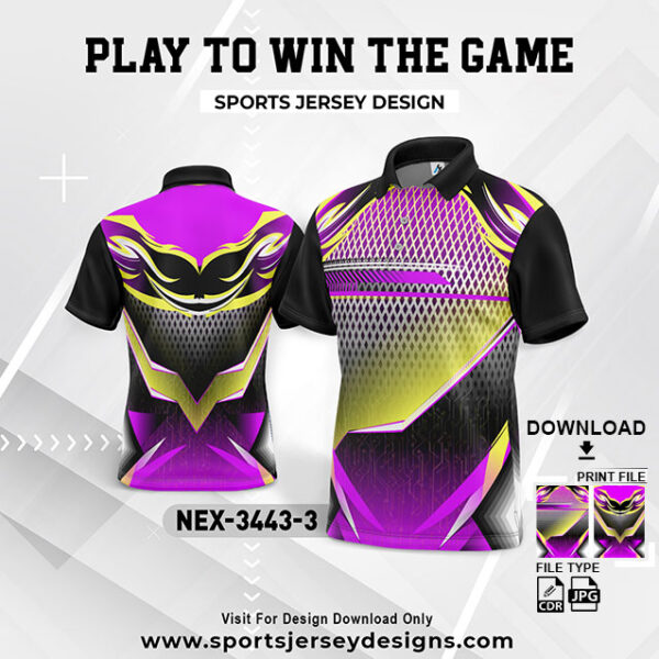 NEX-3443-3 PURLE AND BLACK GRADIENT SPORTSWEAR SUBLIMATION JERSEY DESIGN