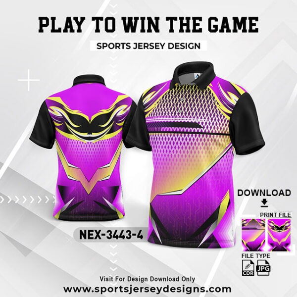 NEX-3443-4 PURPLE,YELLOW AND BLACK GRADIENT SPORTSWEAR SUBLIMATION JERSEY DESIGN