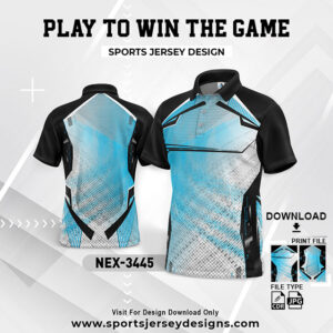 NEX-3445 BLUE AND BLACK GRADIENT SPORTSWEAR SUBLIMATION JERSEY DESIGN