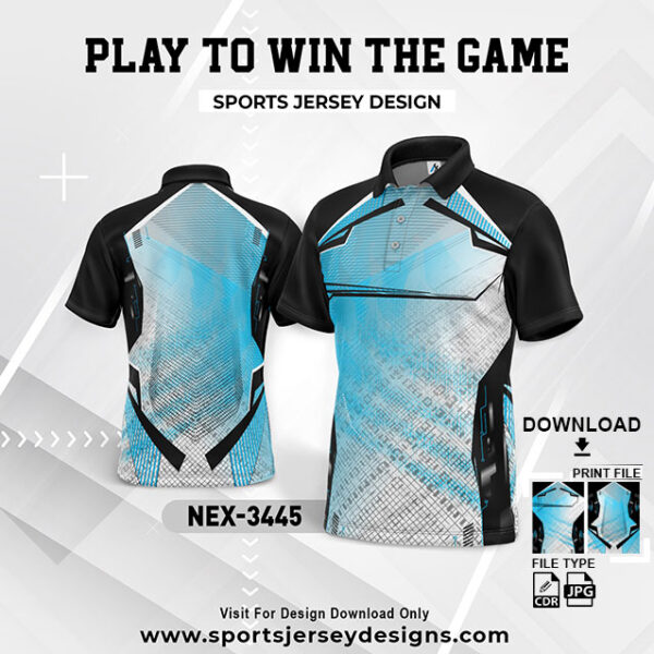 NEX-3445 BLUE AND BLACK GRADIENT SPORTSWEAR SUBLIMATION JERSEY DESIGN