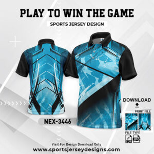 NEX-3446 BLUE AND BLACK GRADIENT SPORTSWEAR SUBLIMATION JERSEY DESIGN