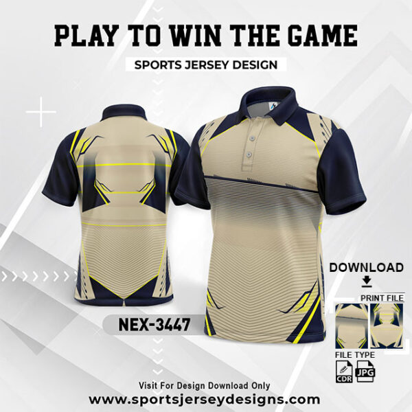 NEX-3447 BEIGE AND NAVY BLUE GRADIENT SPORTSWEAR SUBLIMATION JERSEY DESIGN
