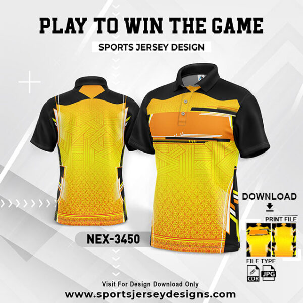 NEX-3450 YELLOW AND BLACK GRADIENT SPORTSWEAR SUBLIMATION JERSEY DESIGN