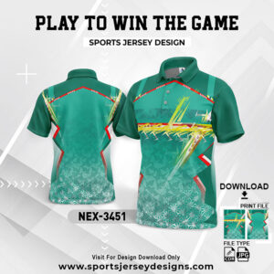 NEX-3451 BISLERI GREEN AND WIHTE GRADIENT SPORTSWEAR SUBLIMATION JERSEY DESIGN