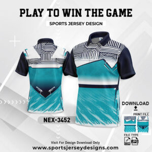 NEX-3452 FIROZI AND NAVY BLUE GRADIENT SPORTSWEAR SUBLIMATION JERSEY DESIGN