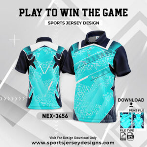 NEX-3456 TEAL BLUE AND NAVY BLUE GRADIENT SPORTSWEAR SUBLIMATION JERSEY DESIGN