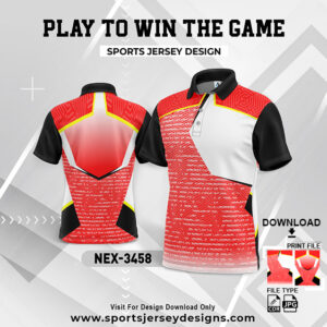 NEX-3458 RED,WHITE AND BLACK GRADIENT SPORTSWEAR SUBLIMATION JERSEY DESIGN