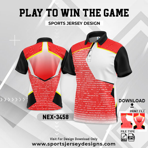 NEX-3458 RED,WHITE AND BLACK GRADIENT SPORTSWEAR SUBLIMATION JERSEY DESIGN