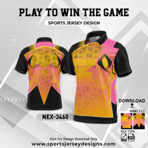NEX-3460 GOL YELLOW , BABY PINK AND BLACK GRADIENT SPORTSWEAR SUBLIMATION JERSEY DESIGN