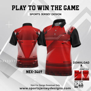 NEX-3469 RED AND BLACK GRADIENT SPORTSWEAR SUBLIMATION JERSEY DESIGN