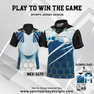 NEX-3470 BLUE AND BLACK GRADIENT SPORTSWEAR SUBLIMATION JERSEY DESIGN