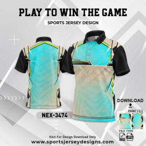 NEX-3474 OFF WHITE ,CYAN BLUE AND BLACK GRADIENT SPORTSWEAR SUBLIMATION JERSEY DESIGN