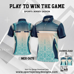 NEX-3475 CREAM AND INDIA BLUE GRADIENT SPORTSWEAR SUBLIMATION JERSEY DESIGN