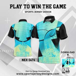 NEX-3476 INDIA BLUE AND BLACK GRADIENT SPORTSWEAR SUBLIMATION JERSEY DESIGN