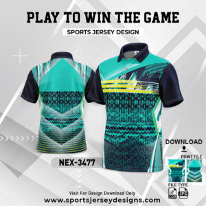 NEX-3477 SEA GREEN AND NAVY BLUE GRADIENT SPORTSWEAR SUBLIMATION JERSEY DESIGN