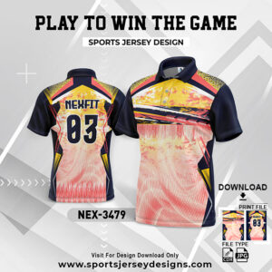 NEX-3479 PEACH AND NAVY BLUE GRADIENT SPORTSWEAR SUBLIMATION JERSEY DESIGN