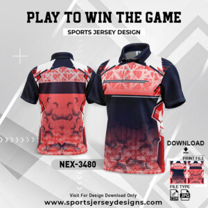 NEX-3480 RED AND NAVY BLUE GRADIENT SPORTSWEAR SUBLIMATION JERSEY DESIGN