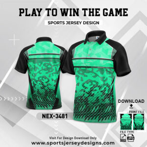 NEX-3481 MINT GREEN AND BLACK GRADIENT SPORTSWEAR SUBLIMATION JERSEY DESIGN