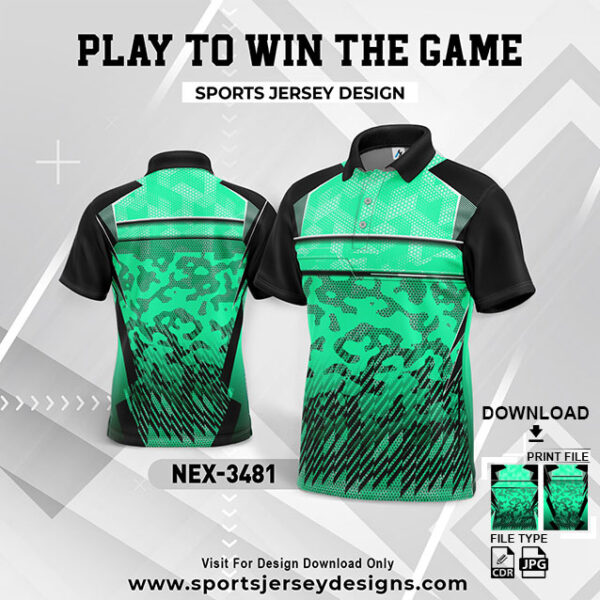 NEX-3481 MINT GREEN AND BLACK GRADIENT SPORTSWEAR SUBLIMATION JERSEY DESIGN