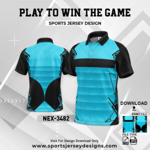 NEX-3482 BLUE AND BLACK GRADIENT SPORTSWEAR SUBLIMATION JERSEY DESIGN