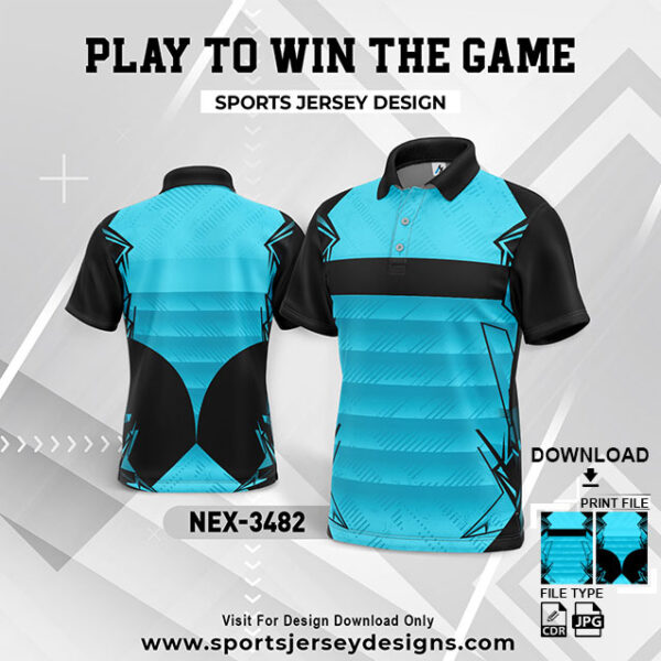 NEX-3482 BLUE AND BLACK GRADIENT SPORTSWEAR SUBLIMATION JERSEY DESIGN