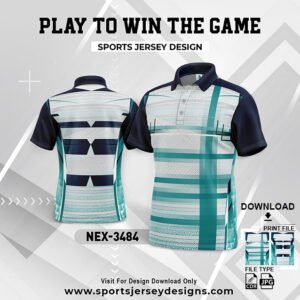 NEX-3484 TEAL BLUE AND BLACK GRADIENT SPORTSWEAR SUBLIMATION JERSEY DESIGN
