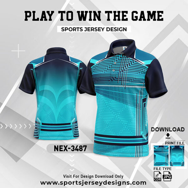 NEX-3487 BLUE AND NAVY BLUE GRADIENT SPORTSWEAR SUBLIMATION JERSEY DESIGN