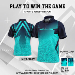 NEX-3489 CYAN BLUE AND NAVY BLUE GRADIENT SPORTSWEAR SUBLIMATION JERSEY DESIGN