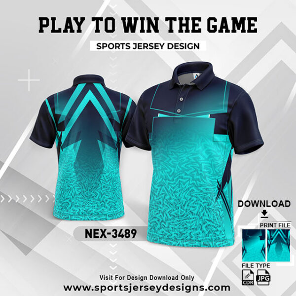 NEX-3489 CYAN BLUE AND NAVY BLUE GRADIENT SPORTSWEAR SUBLIMATION JERSEY DESIGN
