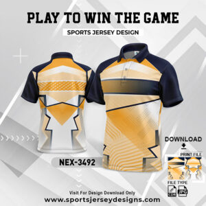 NEX-3492 GOLD YELLOW AND NAVY BLUE GRADIENT SPORTSWEAR SUBLIMATION JERSEY DESIGN