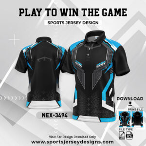 NEX-3494 BLUE,WHITE AND BLACK GRADIENT SPORTSWEAR SUBLIMATION JERSEY DESIGN