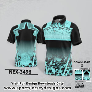NEX-3496 CYAN BLUE AND BLACK GRADIENT SPORTSWEAR SUBLIMATION JERSEY DESIGN