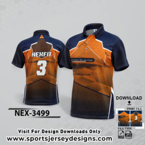 NEX-3499 ORANGE AND NAVY BLUE GRADIENT SPORTSWEAR SUBLIMATION JERSEY DESIGN