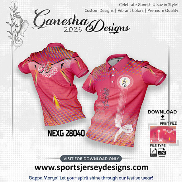 NEXG 28040 Ganesha Festival Design for Sublimation Print: Pink And White