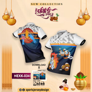 NEXK-034 Dahi Handi Festival Jersey Design In Navy And White Color